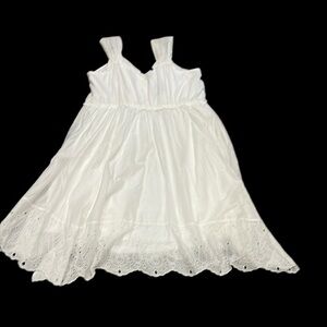 Lane Bryant white cotton eylet trim midi sundress size 28 NWT